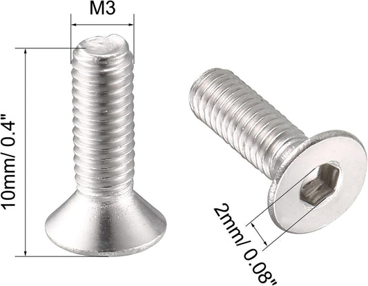 M3 Stainless Steel Countersunk Screws (Hex Head)