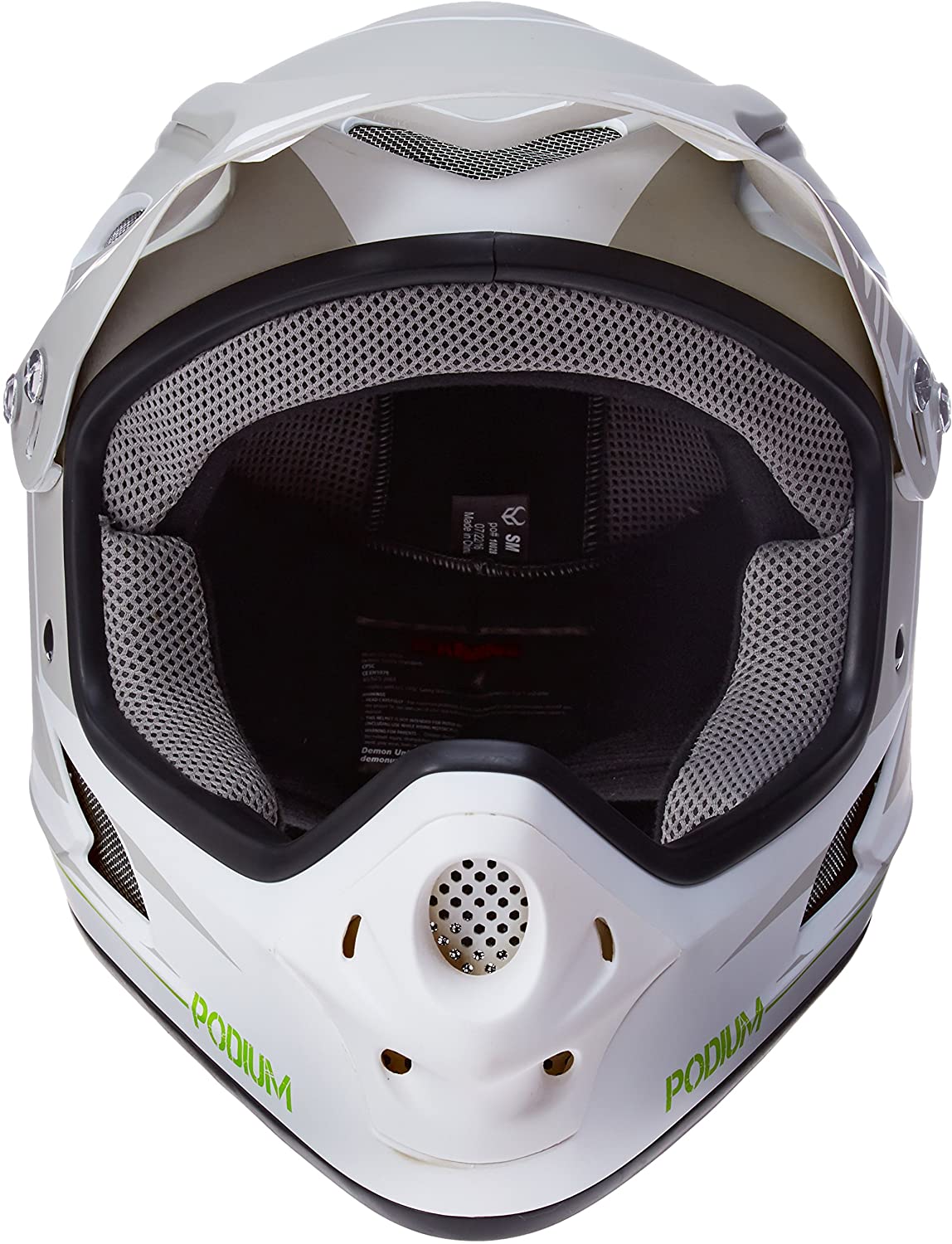 Demon Podium Full Face Bicycle Helmet- White/Grey