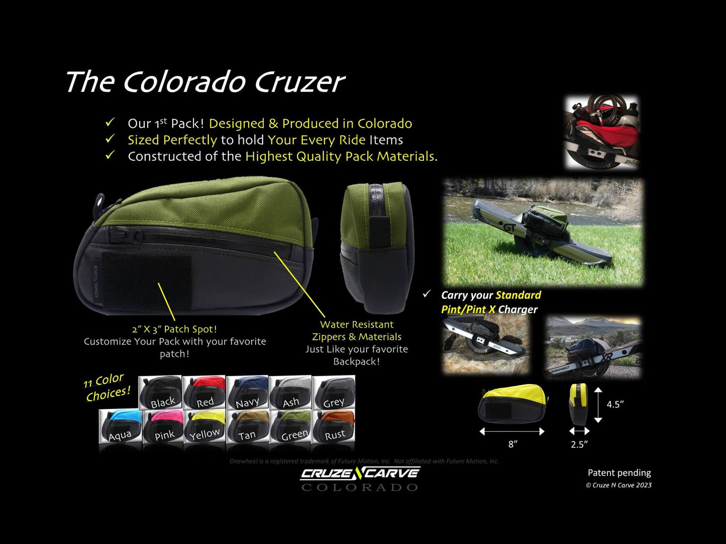 The "Colorado Cruzer" Adventure Pack (Pack Only) (Onewheel GT/GTS/XRC, Onewheel Pint X/XR/+ Compatible)
