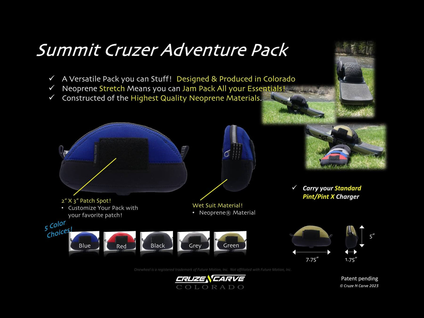 The "Summit Cruzer" Adventure Pack  (Onewheel GT/GTS/XRC, Onewheel Pint X/XR/+ Compatible)