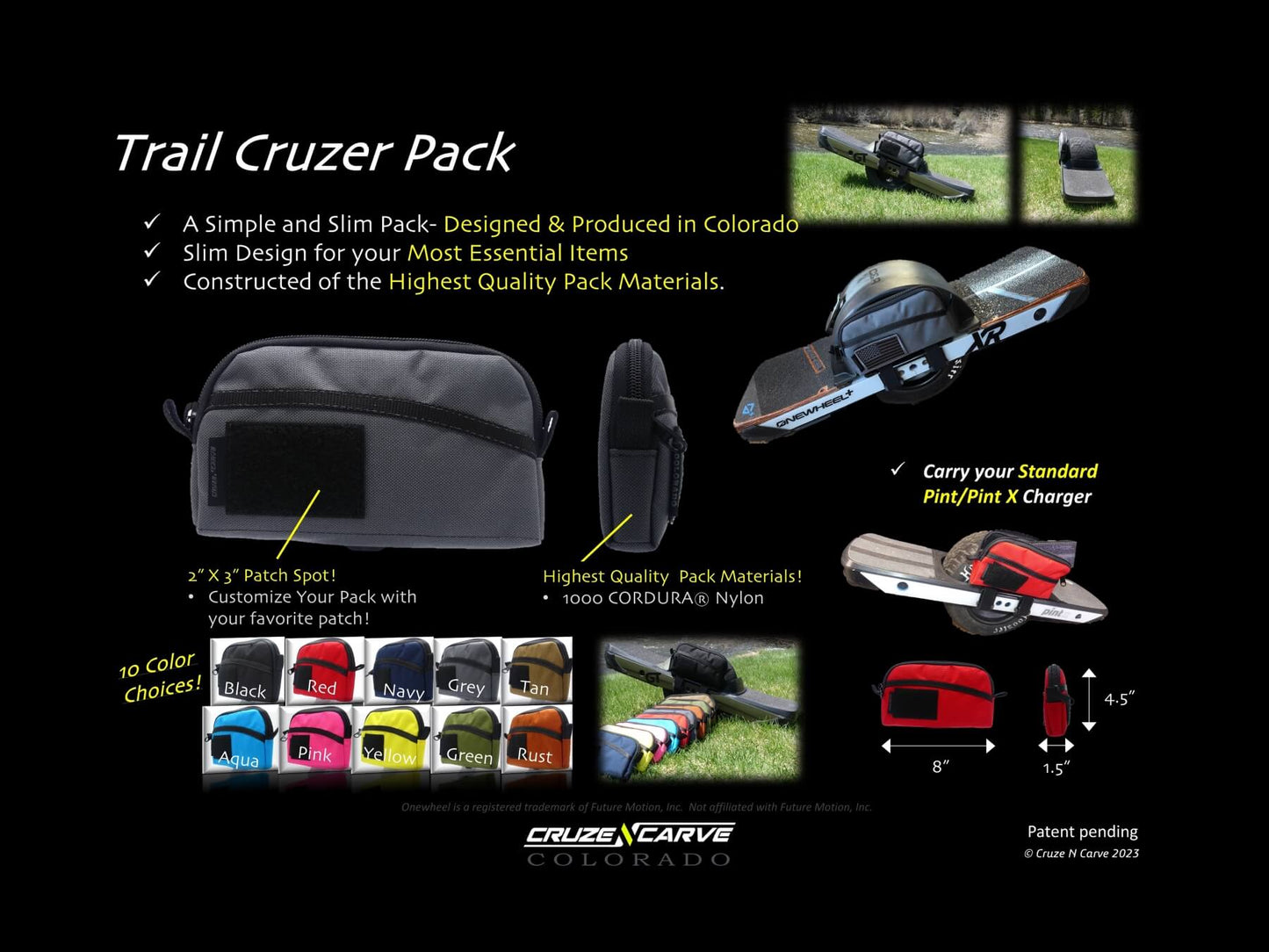 The "Trail Cruzer" Adventure Pack (Pack Only)  (Onewheel GT/GTS/XRC, Onewheel Pint X/XR/+ Compatible)
